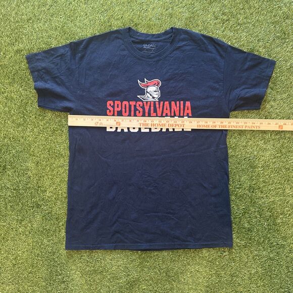 Vintage Y2K Sportsylvania Knights Baseball Graphic Logo Navy Tee Shirt Mens XL - Picture 4 of 8